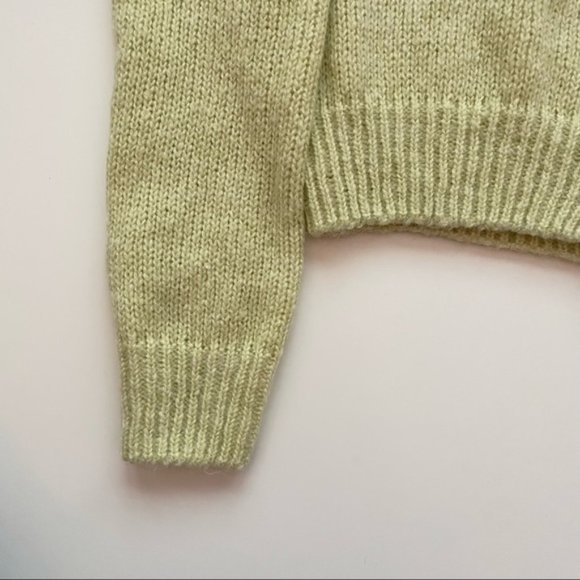 SOLD YesStyle V-Neck Two-Tone Green Knit Button-Up Trendy Cardigan - Picture 14 of 16